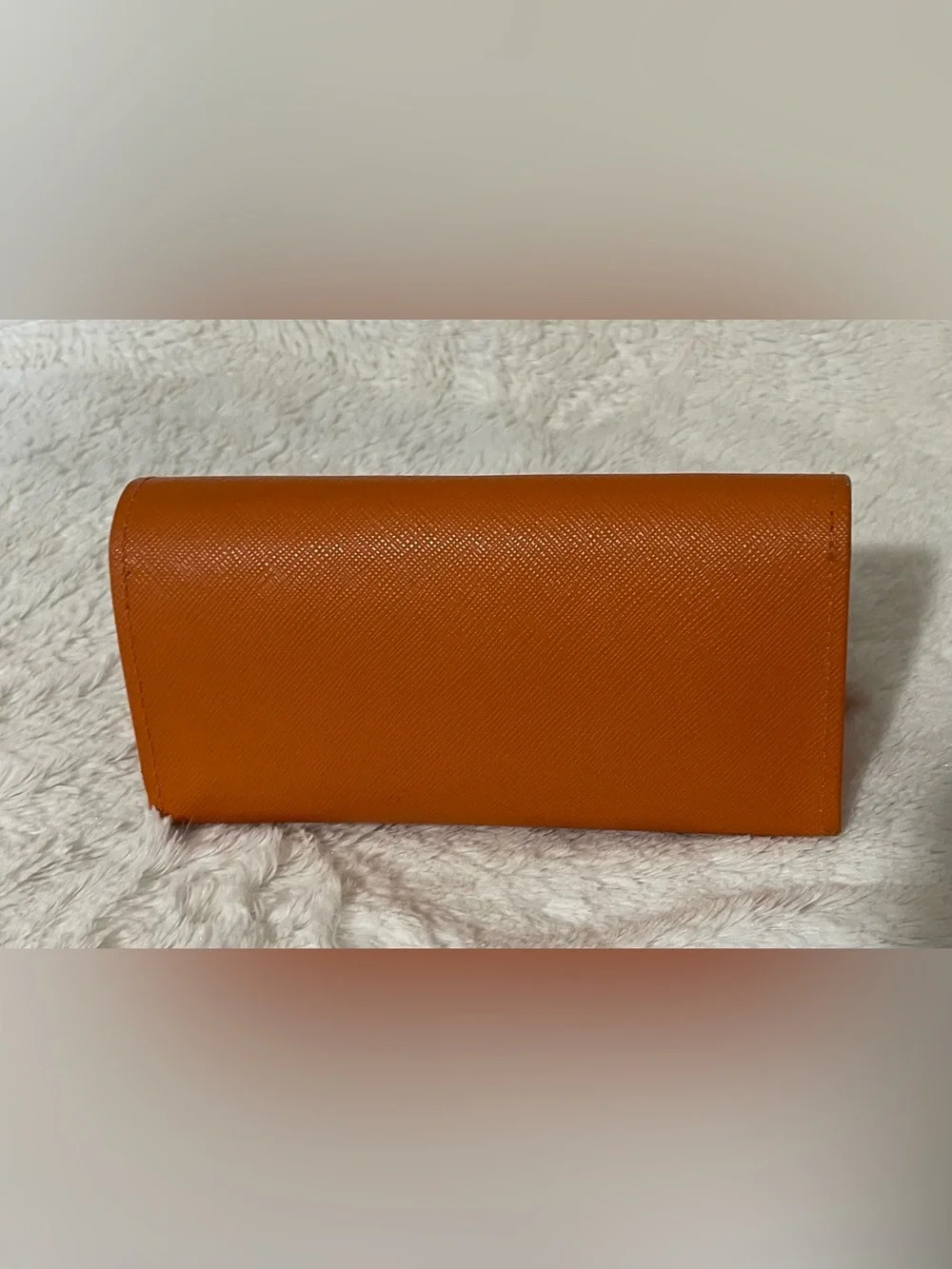 Tory Burch Burnt Orange Leather Logo Sun Glasses Case
